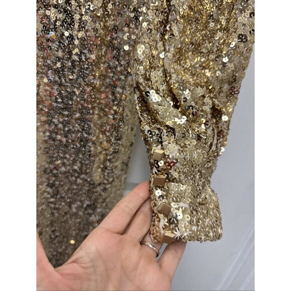 MAC DUGGAL Size 2 Gold Sequined One Shoulder Trumpet Formal Prom Gown Dress New - Picture 9 of 11